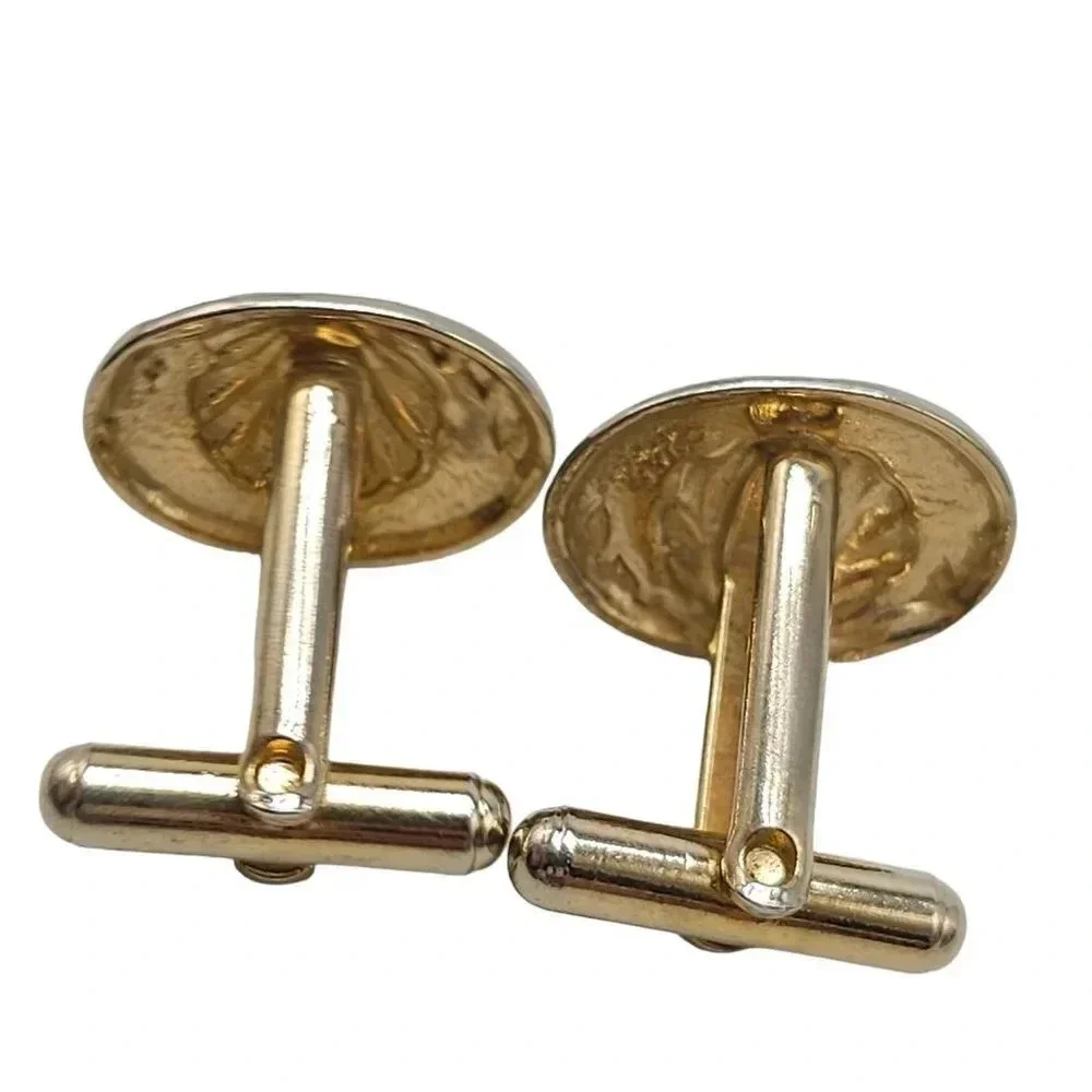 Textured Scallop Seashell Cufflinks Gold Tone Vintage